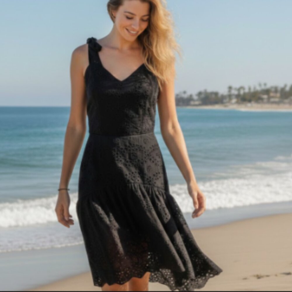 Venus Black Eyelet Summer Dress Size 12